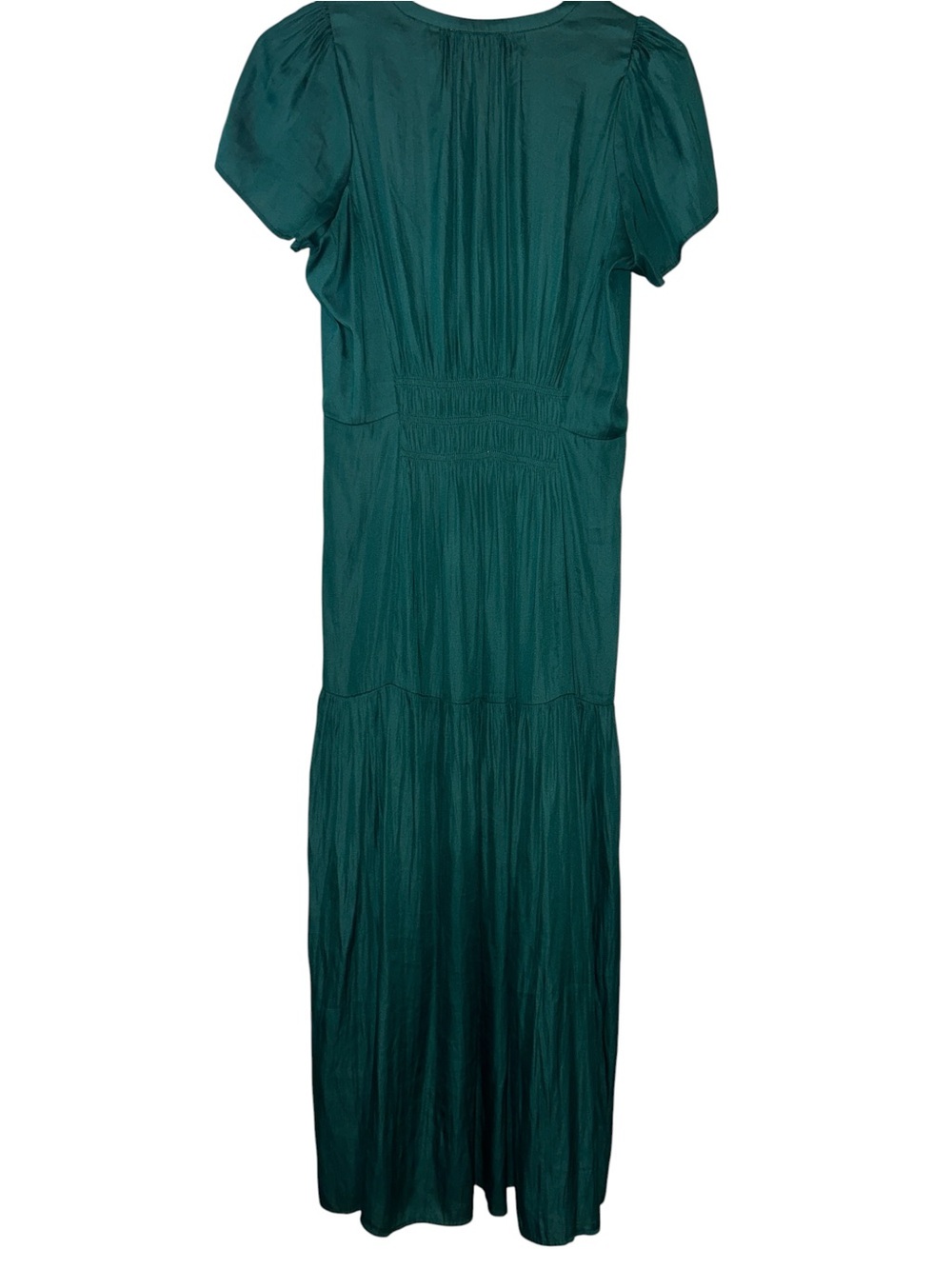 Grade & Gather Satin Tiered Maxi Dress Emerald Green Elegant Bohemian Size XLP - Picture 4 of 6